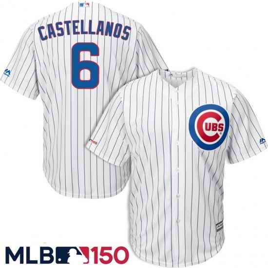 Cubs 6 Nick Castellanos White 150th Patch Cool Base Jersey